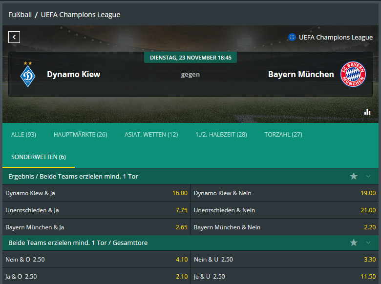 ©Playzilla | Beispiele für Matchwetten bei 1Bet.