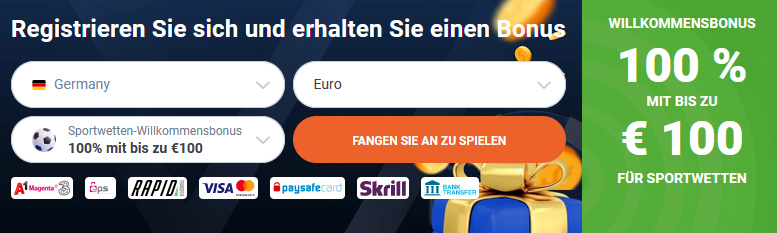 20Bet bietet Wettkunden einen Bonus im Wert von bis zu 100 Euro. Achtung! 20Bet - Bonusbedingungen beachten!