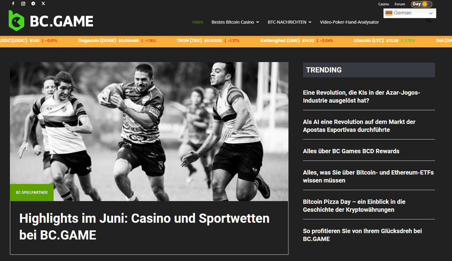 ©BC Game | Der Blog ist ein zusätzliches Informationsangebot von BC Game. Zu finden ist er unter News. Allerdings hakt es auch hier mit der deutschen Übersetzung.