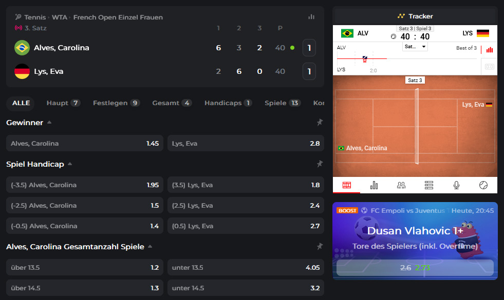 Tennis Livewetten