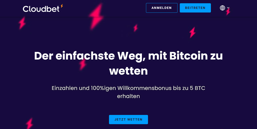 Cloudbet bietet Wettkunden einen Bonus bis zu 5 BTC oder äquivalenten Beträgen für alternative Coins. Achtung! Cloudbet - Bonusbedingungen beachten!