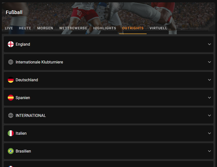 Cloudbet Fussballwetten Outrights