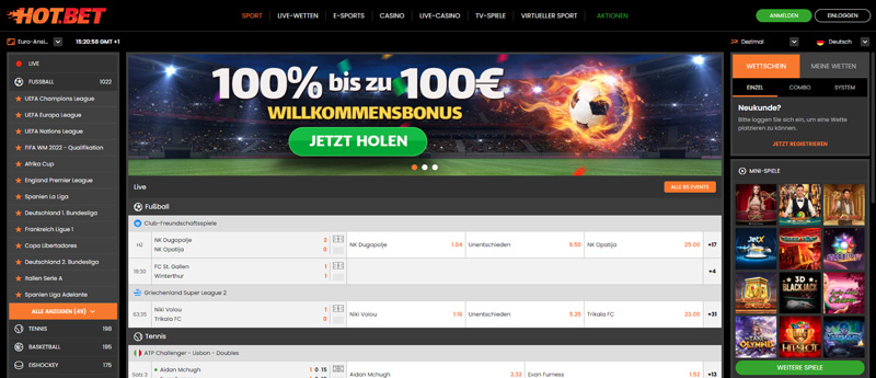 Das Sportsbook des Krypto-Anbieters Hot.Bet