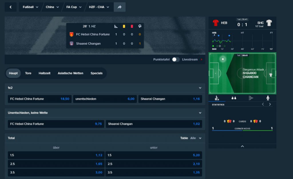 Live Fussballspiel auf Stake.com