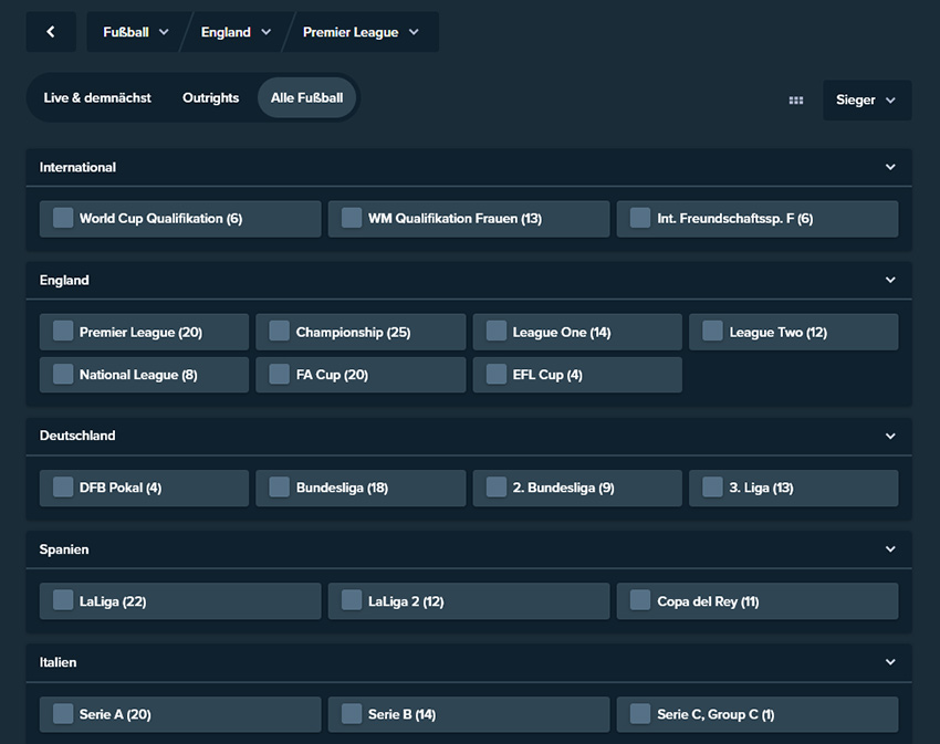 Stake Fussball Wetten Ligen & Wettbewerbe